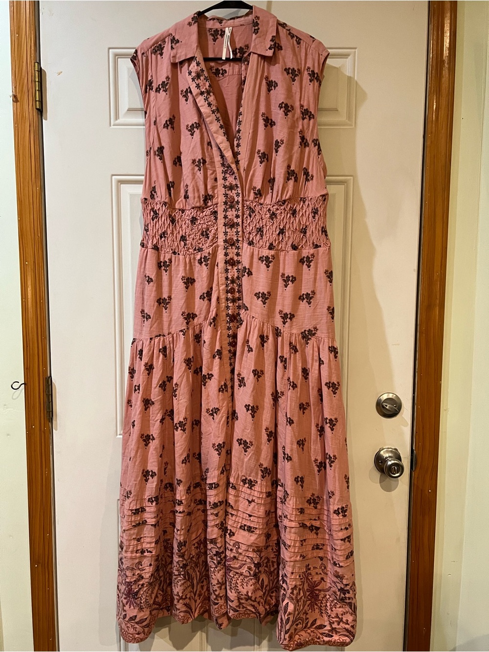 Anthropologie Dusty Pink Floral Maxi Dress with Smocked Waist Size 1X - Picture 6 of 6